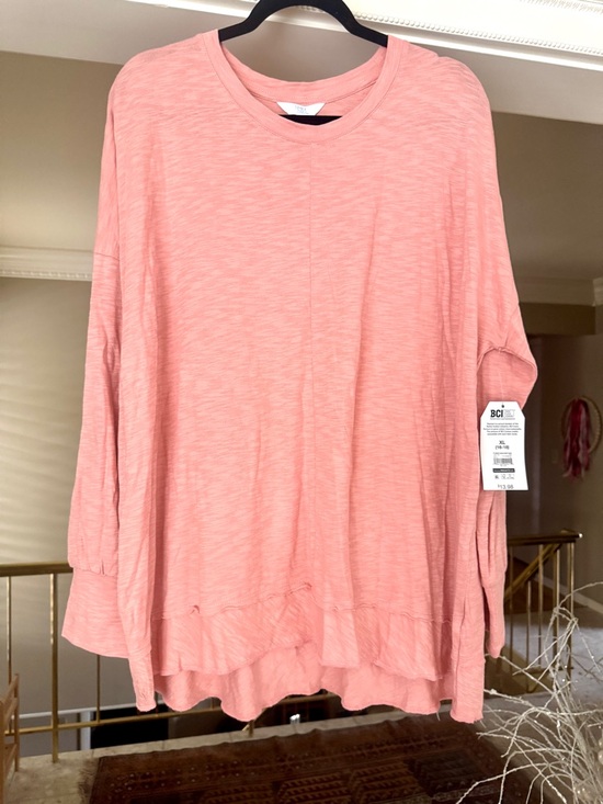 Time and Tru Tops - Time and Tru Coral Pink Long-Sleeve Crewneck Top